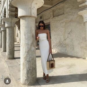 zara white dress midi bridesmaid wedding engagement dress